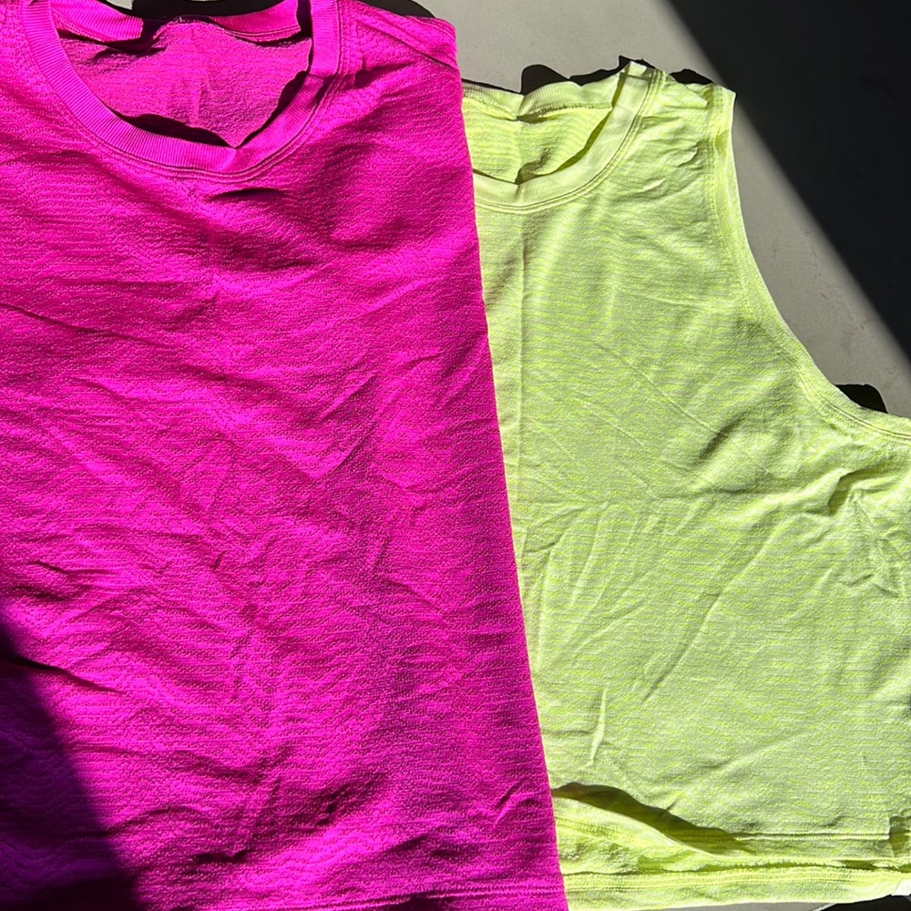 2 neon women’s size 10 LuLu lemon tops